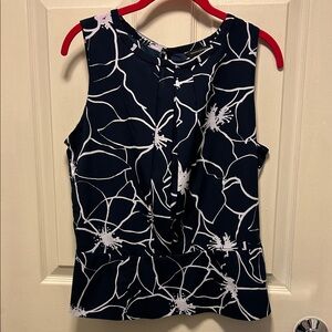 Banana Republic Dark Blue and White Floral Blouse